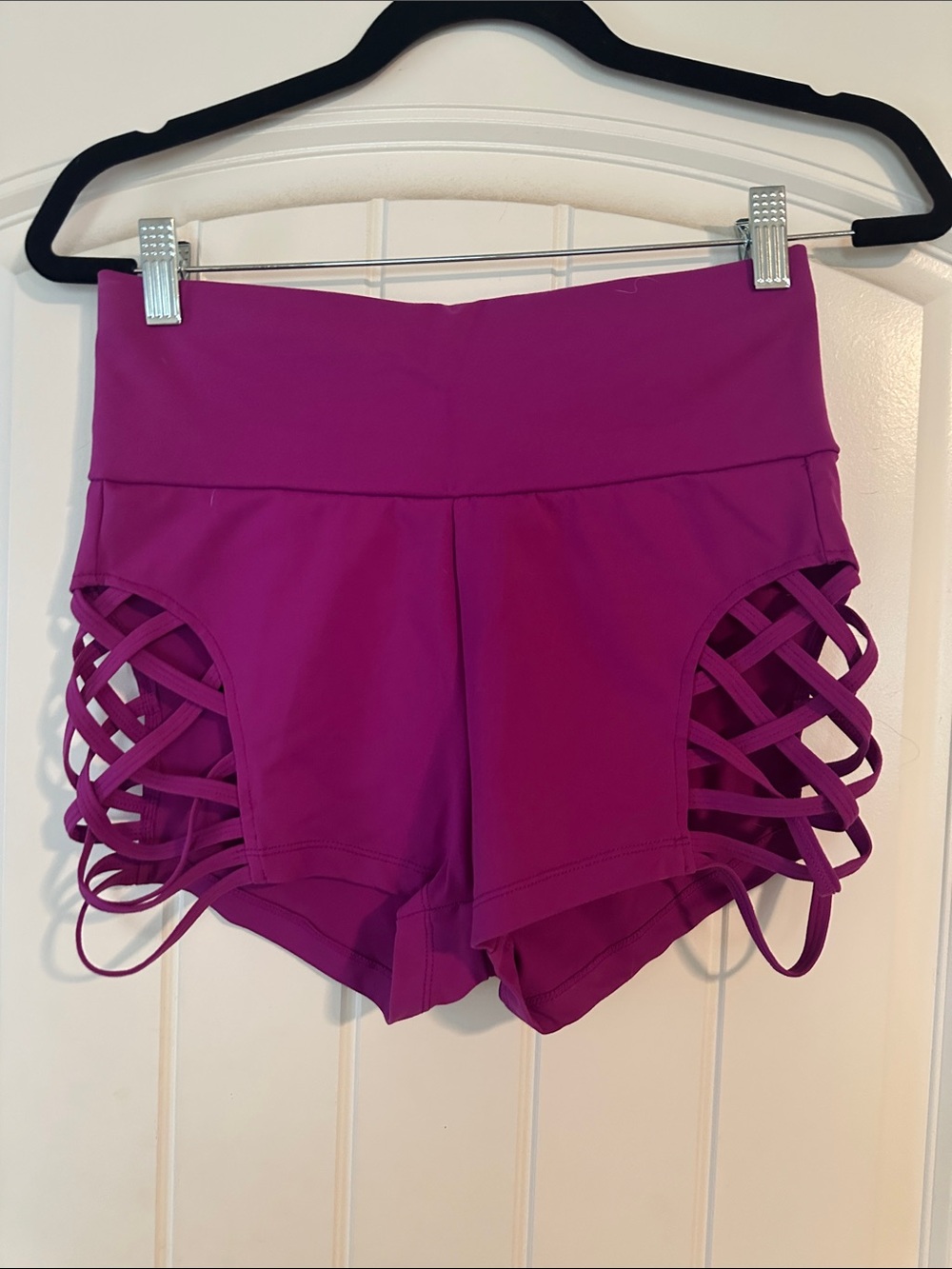 High-Waist Lattice Side Athletic Shorts